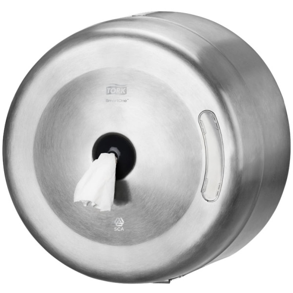 dispenser-inox-hartie-igienica-tork-smartone-t8 Dispenser hartie igienica Tork Smartone T8, din inox, pentru role de hartie igienica derulare centrala