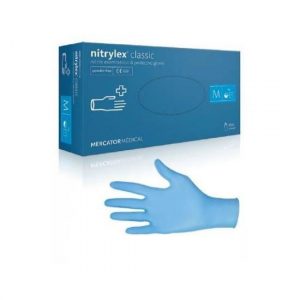 Manusi din nitril de unica folosinta, albastre/violet, nepudrate, 100 buc / cutie, Nitrylex Classic
