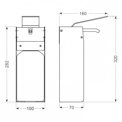 Dispencer dezinfectant profesional, inox,  actionare cu brat / cot, 1000ml