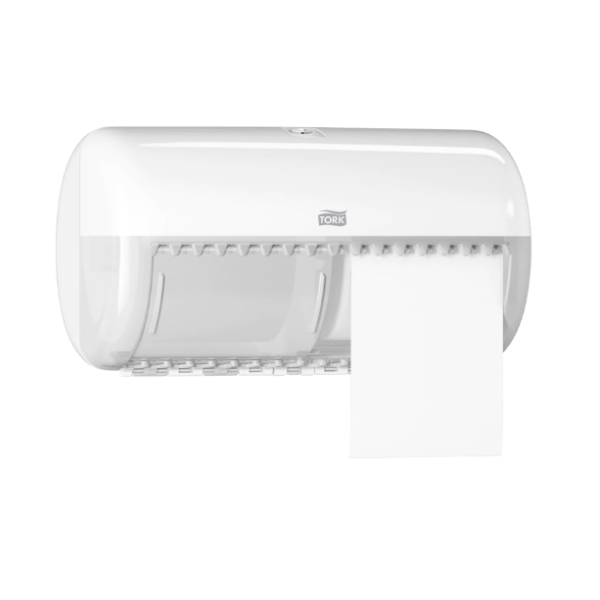 Dispenser hartie igienica dublu, alb, pentru rola mica Tork T4 557000