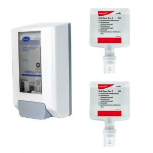 Pachet dispenser dezinfectant maini IntelliCare GRATUIT + 2 rezerve Soft Care Des 1.3L