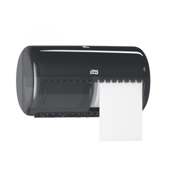 Dispenser hartie igienica dublu, negru, pentru rola mica Tork T4 557008