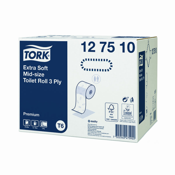 Hartie igienica Tork 127510 T6 extra fina premium, 3 straturi, 70 m/rola