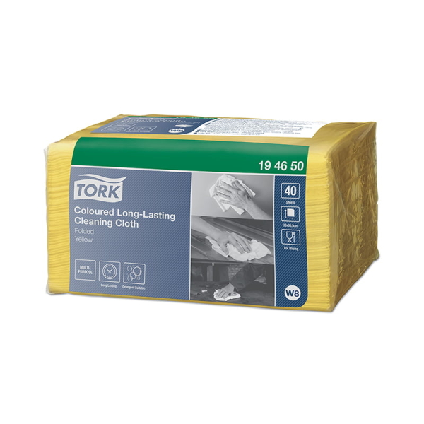 Lavete profesionale pentru curatare Tork 194650 W8, galbene, 40 buc/pachet