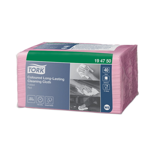 Lavete profesionale pentru curatare Tork 194750 W8, rosii, 40 buc/pachet