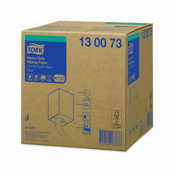 Rola lavete industriale ultra-rezistente Tork 130073 W2, albastre, 170m/rola