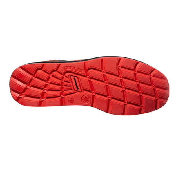 Pantofi protectie usori, S1P, SRC, MILERITE, model sport, gri-rosu, bombeu si lamela metalica, respirabilitate si confort, Coverguard