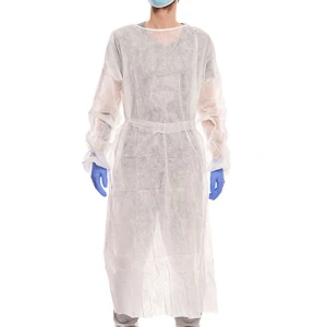 Halat vizitator de unica folosinta, alb, grosime - 25gsm, 100% polipropilena, 10 buc/set - XL