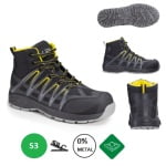 CG9ALU160_Bocanci de protectie usori S3 SRC Aluni, negru-galben, cu bombeu si lamela anti-perforatie din compozit, model sport, impermeabili, flexibili, comozi si usori_princ1