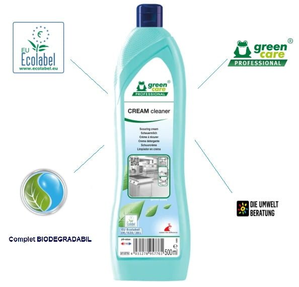 Pasta ecologica de curatare, CREAM cleaner, Grean Care, pentru murdaria dificila de pe suprafete ceramice, vesela, 500ml, certificat Ecolabel