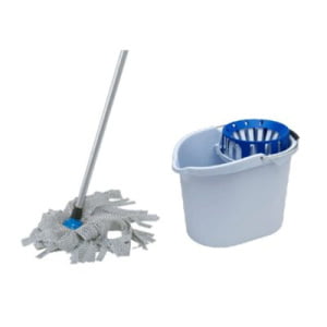 Set curatenie VILEDA SuperMop, galeata 10l, maner 138cm, mop tip franjuri antibacterian albastru