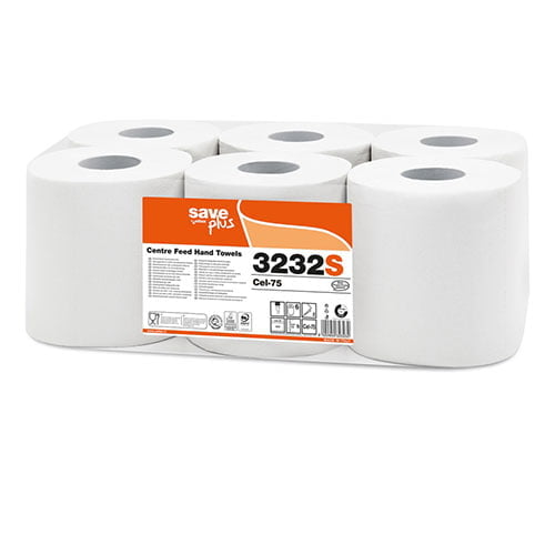 Rolă prosop derulare centrala portionata 3232S 2str albă 108m 6role/bax