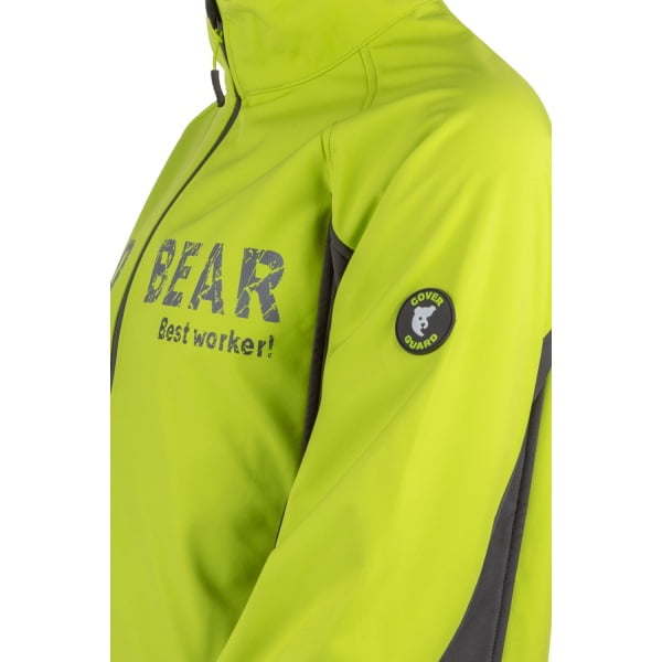 Jacheta  Softshell PIMAN, in 3 straturi, tip sport, culoare lime, impermeabila si cu respirabilitate crescuta
