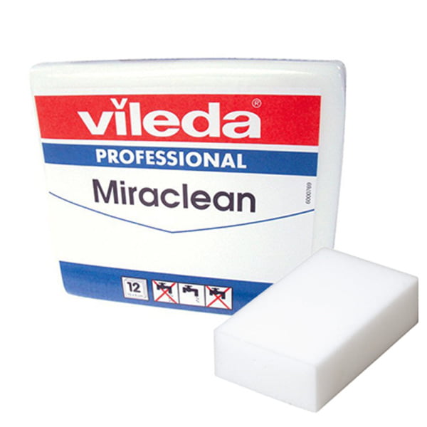 Burete Miraclean, mat. rasina melaminica, pentru murdarie dificila 100%, 10x6cm, cul. alb, 12buc/set