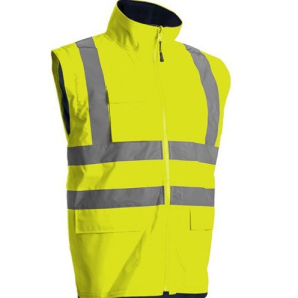 Haina de lucru pentru iarna, multifunctionala, HI-VIZ, 4 in 1, reflectorizanta, impermeabila, Kanata, galben/albastru inchis , cu maneci si gluga detasabile