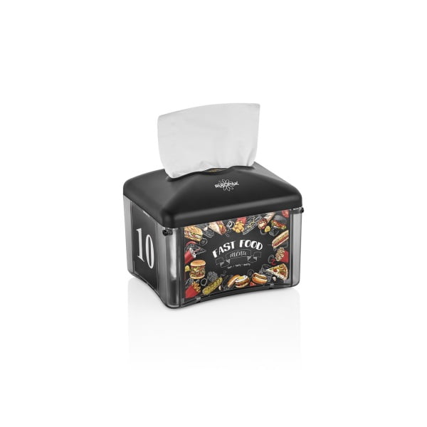 Dispenser pentru servetele de masa cu fereastra de afisare R1333, negru, compatibil cu servetele R2645