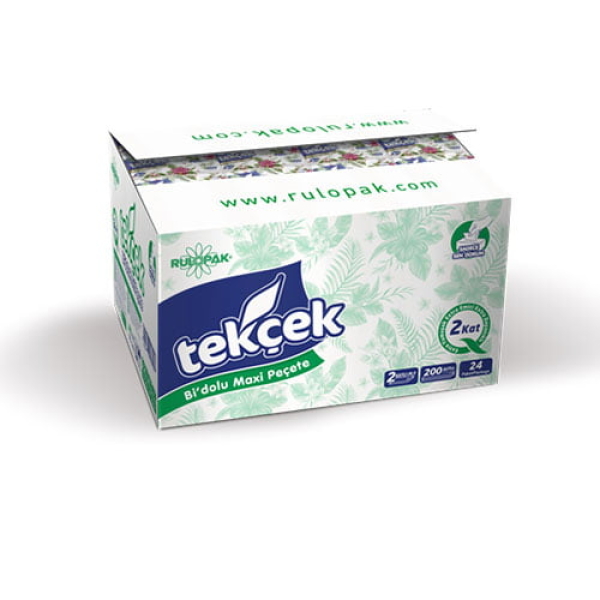 R2640S_servetele_maxi_faciale_rulopak Servetele faciale MAXI R2640S, 2 straturi, 200 portii/pachet, 16,5x19 cm, 24 pachete/bax