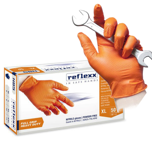 Manusi mecanic, nitril, portocalii, pentru domenii tehnice,  rezistente, texturate, 0.15-0.20 grosime, 50 buc/cutie