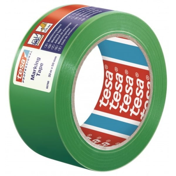 Banda de marcare pentru pardoseli, tesaflex® 60760, diverse culori, suport PVC, latime 50 mm, lungime 33 de metri 36 role / bax