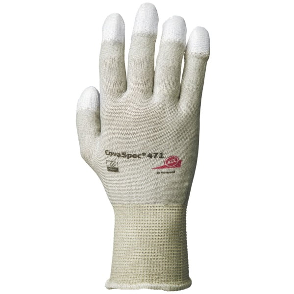 Manusi de protectie ESD cu imersie PU pe degete, CovaSpec 471, din poliamida si fir de carbon, certificate EN 16350:2014