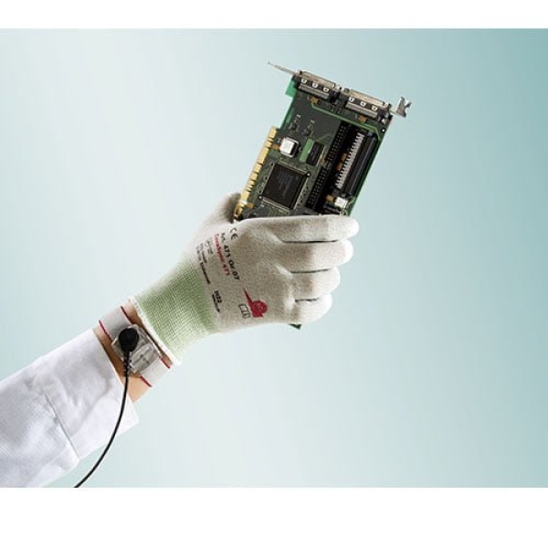 Manusi de protectie ESD cu imersie PU pe degete, CovaSpec 471, din poliamida si fir de carbon, certificate EN 16350:2014