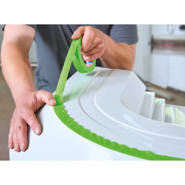 Banda de mascare din hartie tesa®4338, culoare verde, latime 75 mm , lungime 50 m pentru vopsire prin pulverizare, vopsire in camp electrostatic