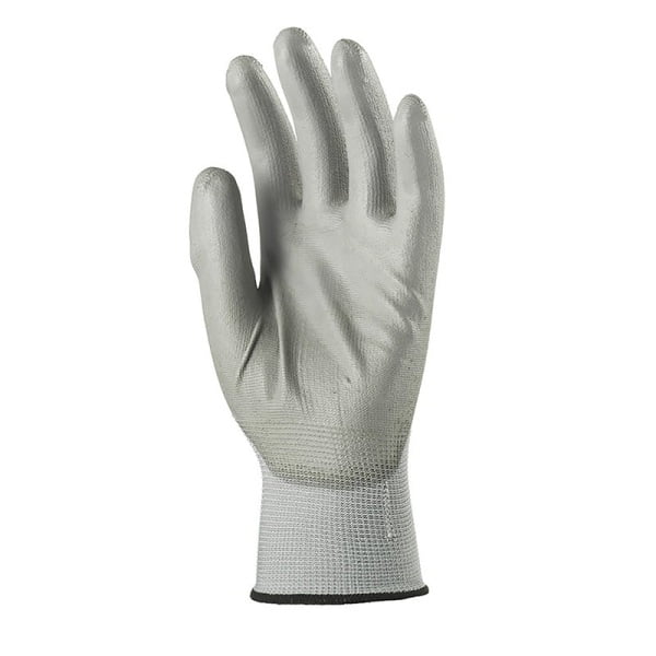 Manusi tricotate din fibra de poliester cu imersie pe palma din polyuretan (PU), culoare gri, 10 perechi/pachet Coverguard 6026-6031