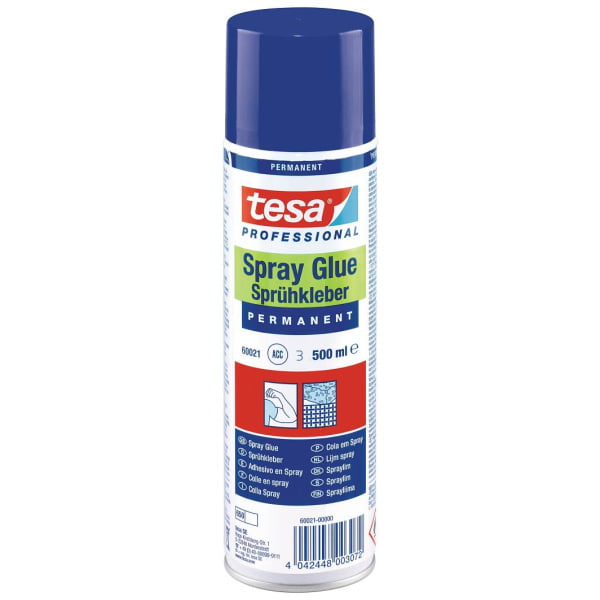 Spray adeziv permanent, 500 ml tesa® Spray Glue Permanent, pentru materiale cu greutate mică spre medie si suprafete mari si usor neregulate