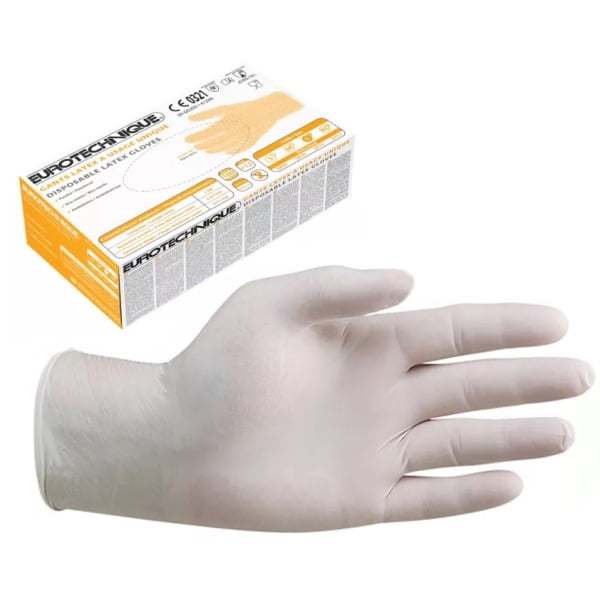 Manusi de unica folosinta, latex, pudrate  Euro-One 5810 , grosime 0.13 µm, certificate pentru industria alimentara, 100bucati/cutie