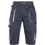 CG8NAVS_Pantaloni de lucru, tip bermude, NAVY_Padock, albastru inchis_gri, sub genunchi, 60% bumbac, 40% poliester, curea integrata_fata