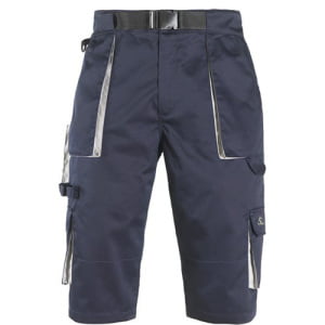 Pantaloni de lucru, tip bermude, NAVY/Padock, albastru inchis/gri, sub genunchi, 60% bumbac, 40% poliester – 245g/m², curea integrata, Coverguard