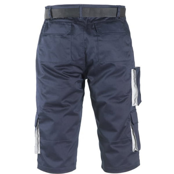 Pantaloni de lucru, tip bermude, NAVY/Padock, albastru inchis/gri, sub genunchi, 60% bumbac, 40% poliester – 245g/m², curea integrata, Coverguard