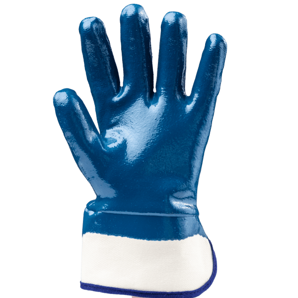 Manusi de protectie EUROSTRONG 9620, din bumbac, cu imersie completa in nitril, manseta dreapta, deschisa, pentru mediu umed, uleios