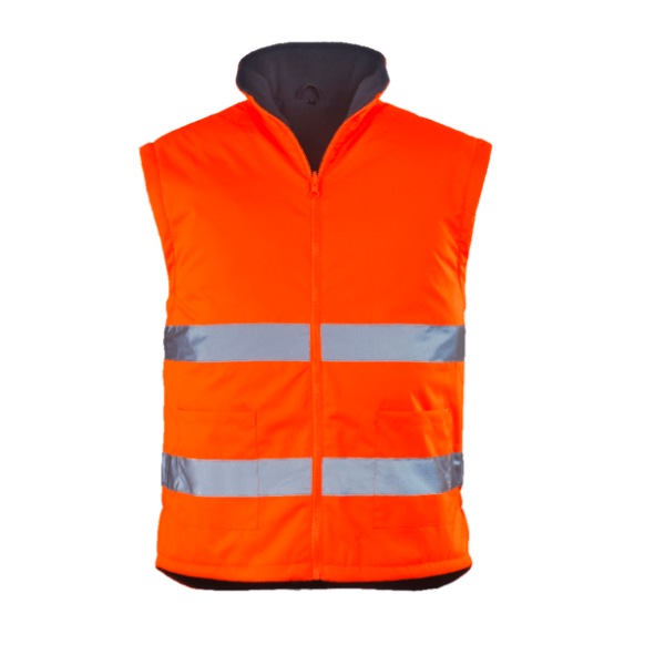 Haina de lucru pentru iarna, HI-VIZ, 4 in 1, reflectorizanta, multifunctionala, impermeabila, ROADWAY 4IN1, portocaliu-albastru inchis, jacheta detasabila, geaca de iarna si vesta