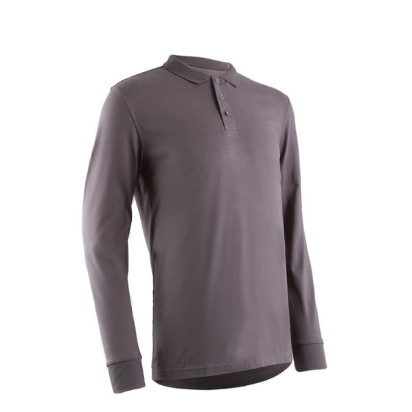 Tricou Polo ignifug, antistatic, cu maneca lunga, gri, 60% modacrilic, 39% bumbac, 1% fibre antistatice, 180 g/m², UPF50, EN ISO 11612:2015, EN1149-5:2018