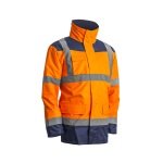 CG7KANO_Haina de lucru pentru iarna, multifunctionala, HI-VIZ, 4 in 1, reflectorizanta, impermeabila, Kanata, portocaliu_albastru inchis , cu maneci si gluga detasabile_haina_impermeabila