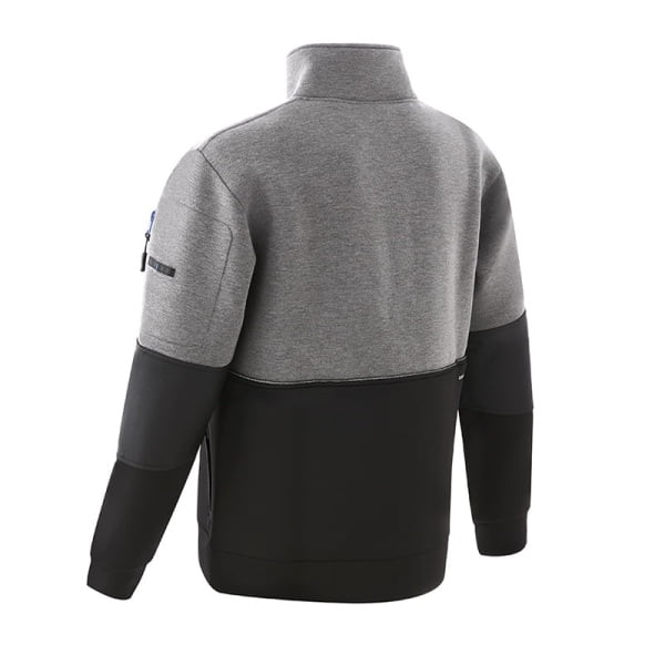 Pulover Kangaru pentru protectie termica, gri/negru, din material Air Space gros de 320 g/m², cu intaritura la coate, manseta elastica, 4 buzunare, elemente reflectorizante