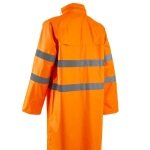 CG5KWC170_Pelerina lunga Hi-Viz, impermeabila, pentru ploaie si vant, Kawa, portocaliu, cu benzi reflectorizante, lungime 120 cm, EN 20471:3, EN 343: 4.4_spate