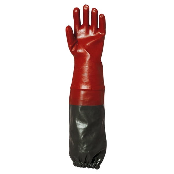 Manusi de protectie chimica, imersate in PVC bordo, maneca lunga 65cm EUROCHEM 3669, rezistente la acizi, uleiuri si baze, protectie impotriva micro-organismelor