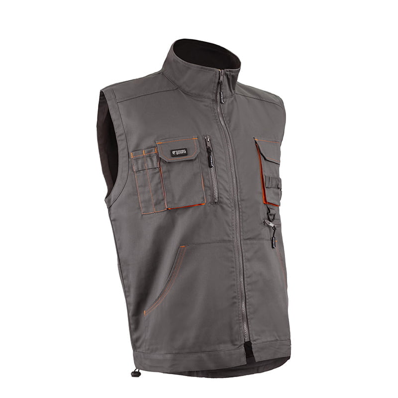 Vesta de lucru Paddock II, gri/protocaliu cu buzunare multiple, 60% ...