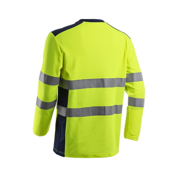 Tricou cu maneca lunga hi-Viz, protectie UV, Rikka, galben Hv-albastru inchis, cu tratament anti-UV - UPF35+, cu benzi reflectorizante, Coverguard