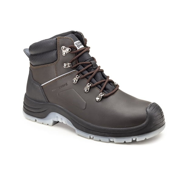 Bocanci de protectie Stone, S3, SRC, din piele hidrofuga maro, bombeu compozit si lamela antiperforatie compozit, brant din spuma EVA, Coverguard