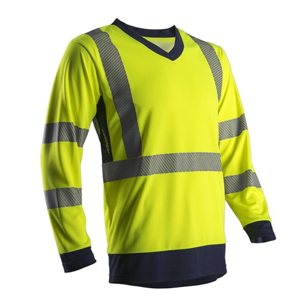 Tricou cu maneca lunga Hi-Viz, protectie UV, SUNO, galben Hv-albastru inchis, cu tratament anti-UV – UPF50+, benzi reflectorizante, Coverguard