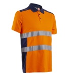 CG5OKI170_Tricou de lucru Hi-Viz, tip Polo, cu maneca scurta, OKI, portocaliu/bleumarin, 55% bumbac , 45% poliester, 150g/m², anti UV, UPF 35+, Coverguard_fata