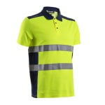 CG5OKI160_Tricou de lucru Hi-Viz, tip Polo, cu maneca scurta, OKI, galben_bleumarin, anti UV, UPF 35+, Coverguard_fata