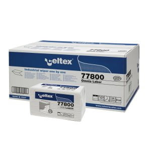 CE77800_Lavete industriale Omnia Labor, 2 straturi, albe, pliate in V, 25 x 30 cm, certificate Food contact, Ecolabel
