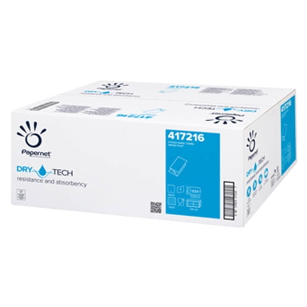 Prosoape de hartie in V 417216 Papernet Dry Tech, 1 strat, 21 x 22 cm, 320 portii/pachet, 15 pachete/bax