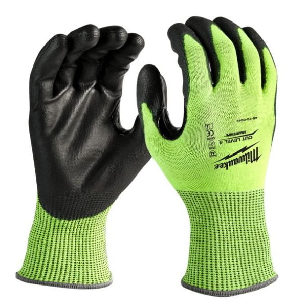 Manusi de lucru de inalta vizibilitate rezistente la taiere nivel 4/D Milwaukee, smartswipe - compatibile cu dispozitive touchscreen, 4932479926, Marimi S,M,L,XL,XXL, 1 pereche