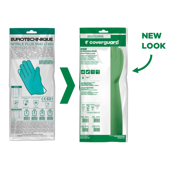 Manusi rezistente la chimicale, din nitril, EUROCHEM N5540, verzi, grosime 0,56 mm, lungime 45 cm, protectie impotriva chimicalelor si microorganismelor