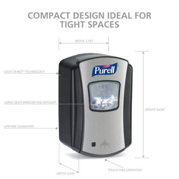 Dozator Fără Atingere PURELL LTX-7  700mL, crom/negru